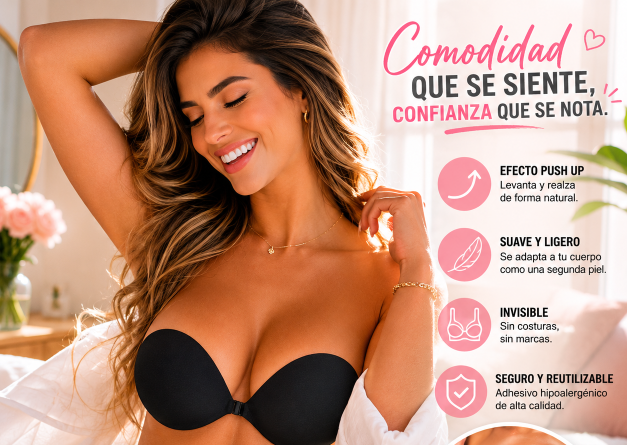 Brasier adhesivo invisible:  Realza tu figura sin incomodidad